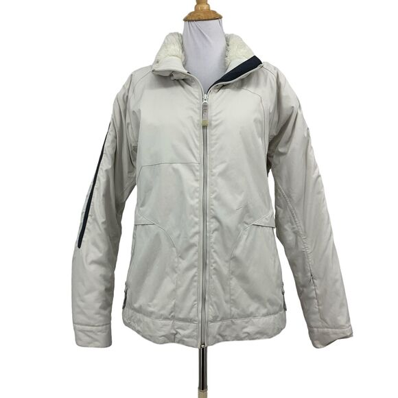 Columbia Jacket Womens L Large Cream Faux Fur Omni Tech Full Zip Snowboarding - Picture 1 of 16